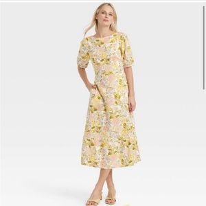 NWT Who What Wear Cottagecore Linen blend dress Size M